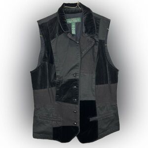 Ralph Lauren Black Velvet Patchwork Vest | Size M